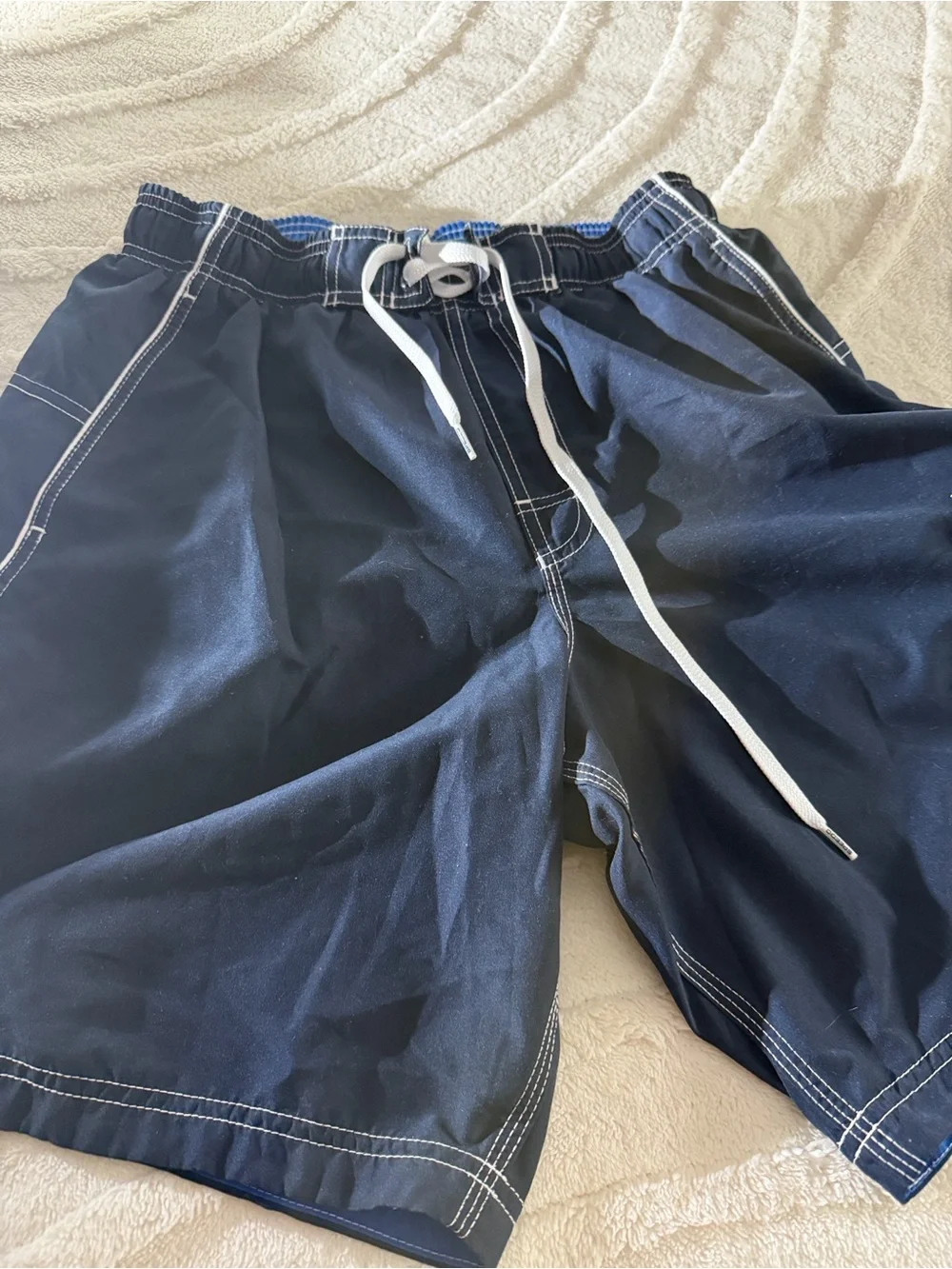 Speedo Men’s Dark Navy Swim Trunks with Blue Accents